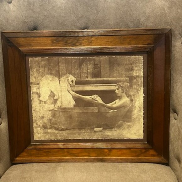 Vintage R. Hendrickson Sepia "Indiana Art Print Portrait Framed Nude Woman - Picture 3 of 14